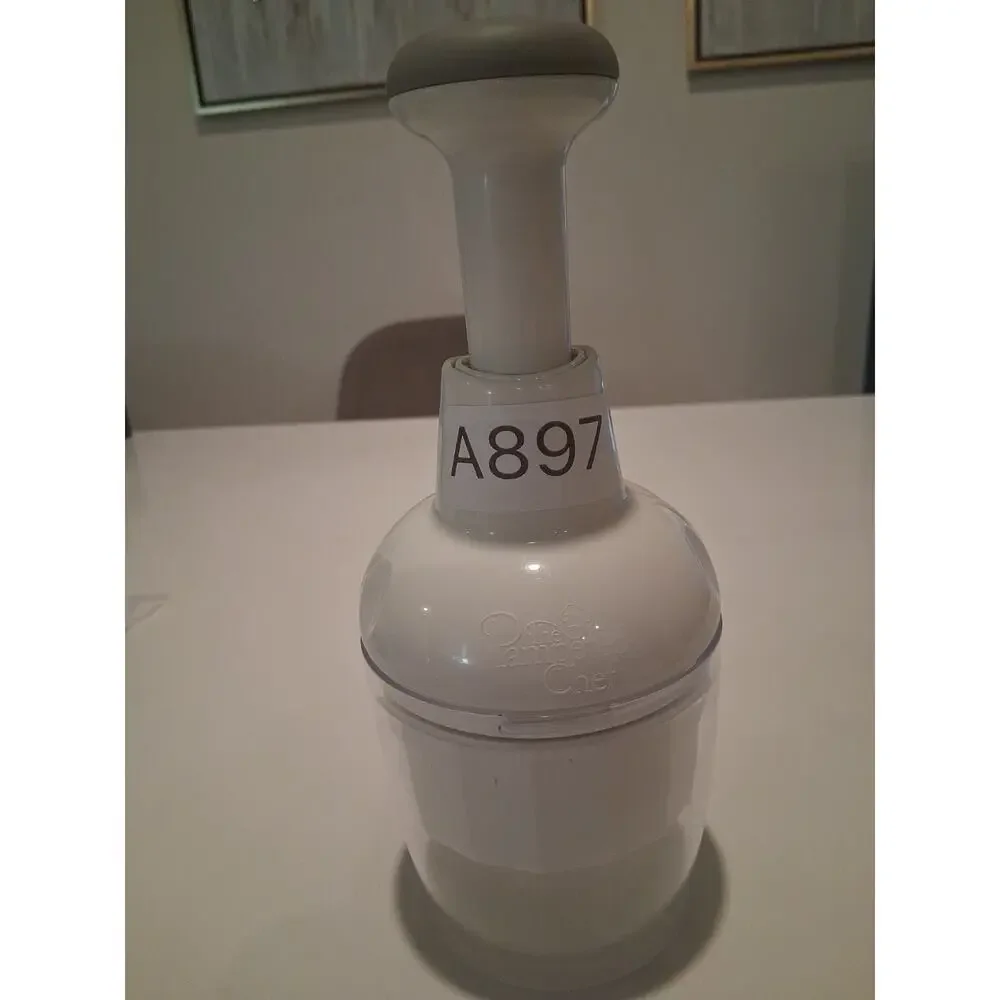 Pampered Chef Hand Push Food Chopper Dicer Mincer White Model 2585 Tested Works